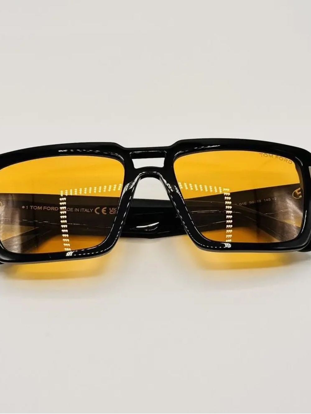 Tom Ford Black Frame Sunglasses with Amber Lenses